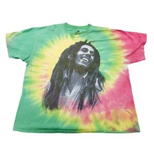 Bob Marley Zion Rootswear Rasta Tie Dye Graphic T-Shirt XXL Green Red Yellow